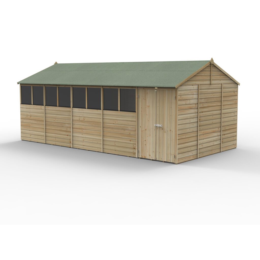 Beckwood 20×10 Reverse Apex Shed – 8 Windows – Double Door with Installation 5013053197981 2